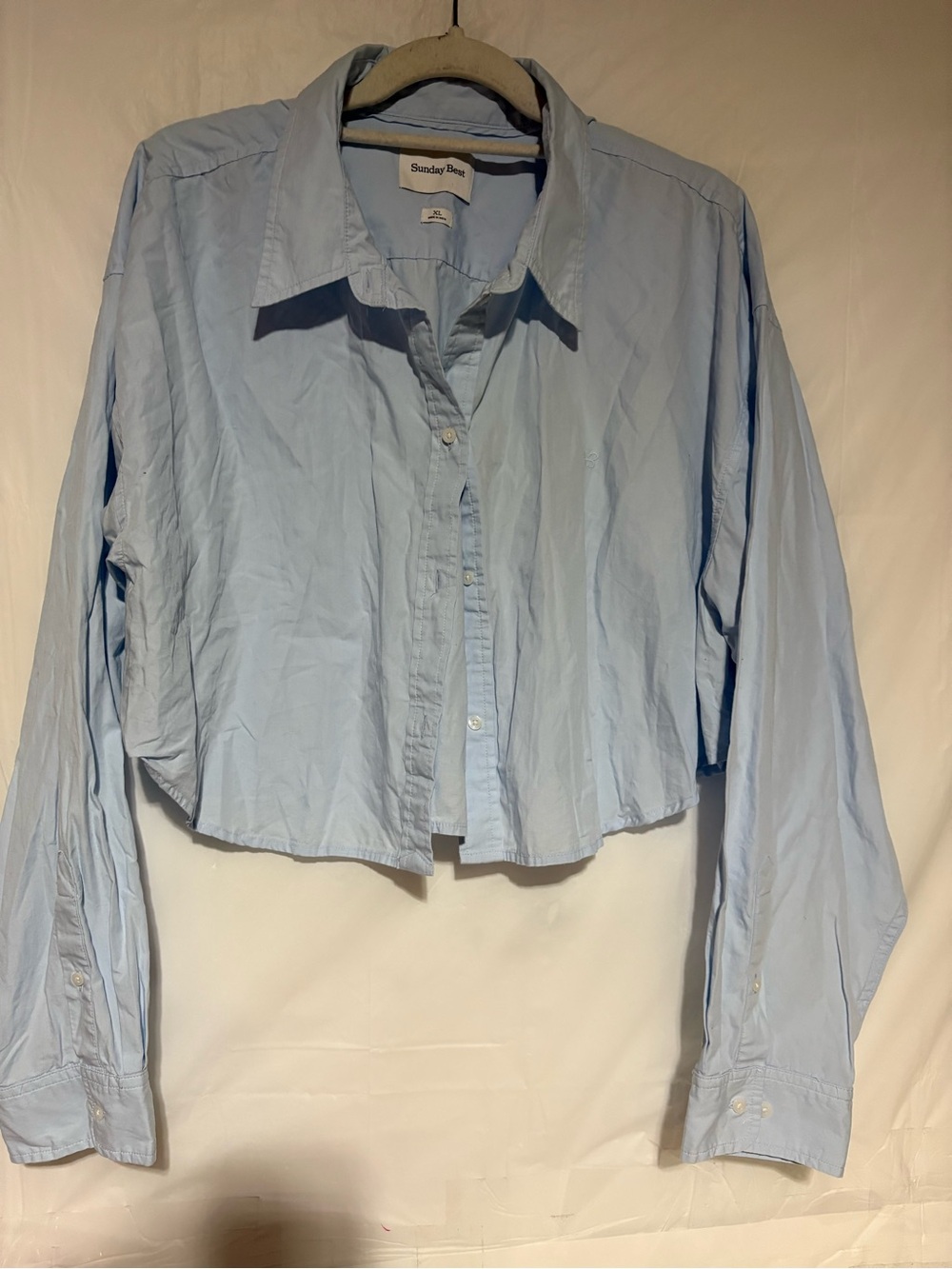 Sunday Best from Aritzia Light Blue Cropped Button-Down Shirt